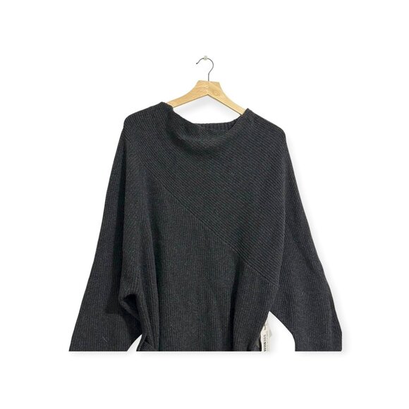 BROCHU WALKER The Leith Belted Knit Dress In Dark Charcoal Melange, Size L, NWT - Picture 10 of 15